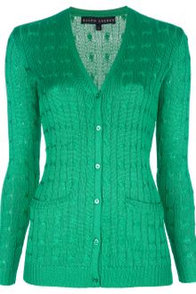 Ralph Lauren Silk Cable Knit Cardigan - Lyst