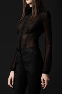 Burberry Prorsum Silk Slash-front Blouse - Lyst