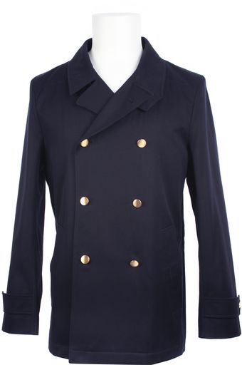 Yves Saint Laurent Double Breasted Cotton Pea Coat - Lyst