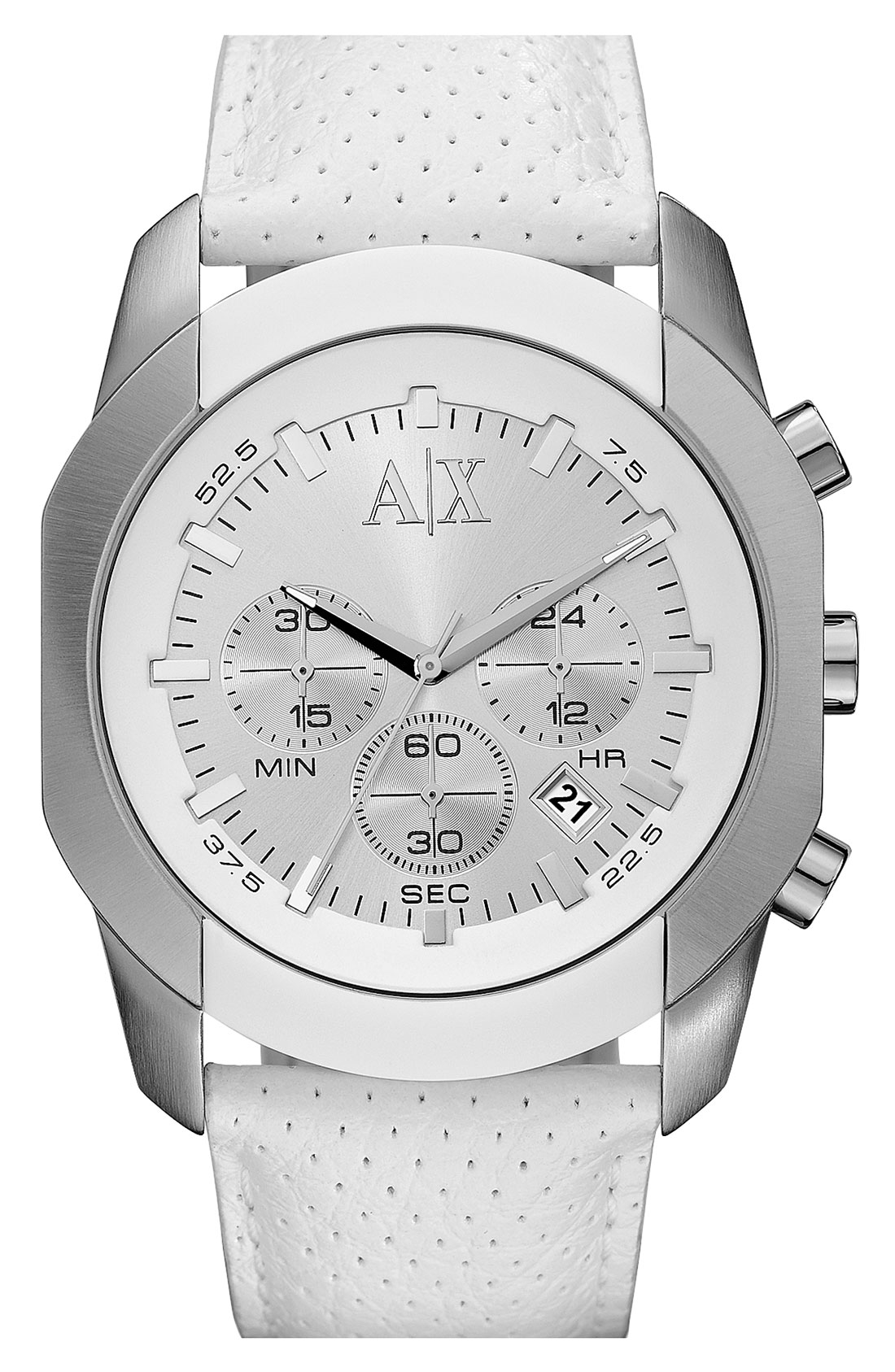 Armani Exchange Chronograph Leather Strap Watch in White for Men Lyst