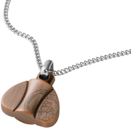 diesel gold pendant machined coppertone necklace rose necklaces lyst mens