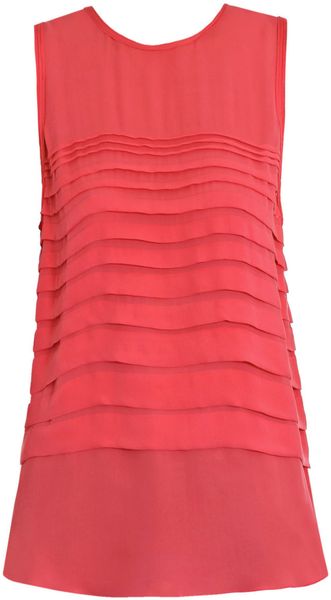 L'agence Washed Chiffon Top in Pink (coral) - Lyst