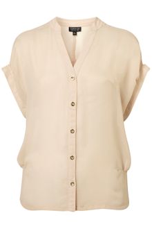 Topshop Side Tuck Chiffon Blouse - Lyst