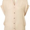Topshop Side Tuck Chiffon Blouse in Beige (coffee) - Lyst