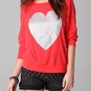 Wildfox Silver Sparkle Heart Baggy Beach Sweatshirt in Red - Lyst