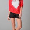 Wildfox Silver Sparkle Heart Baggy Beach Sweatshirt in Red - Lyst