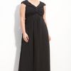 Adrianna Papell Pleated Chiffon Gown in Black - Lyst