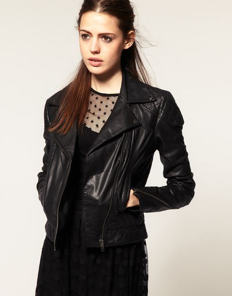 Asos Collection Asos Leather Biker Jacket in Black - Lyst