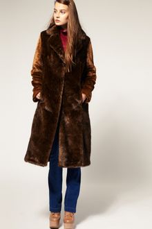 ASOS Collection Asos Faux Fur Coat in Midi Length - Lyst