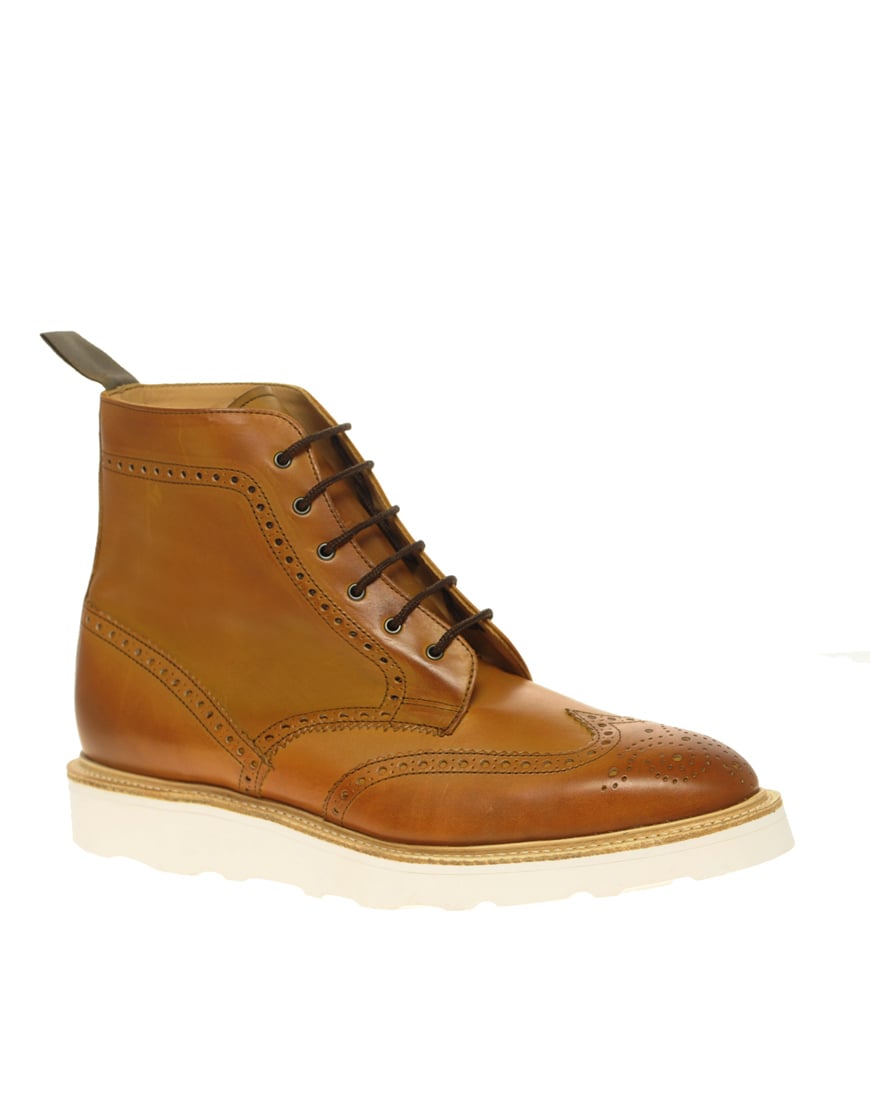 Asos Asos Made in England Vibram Wedge Brogue Boots in Brown for Men ...