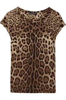 Dolce & Gabbana Leopard-print Silk-crepe Top - Lyst