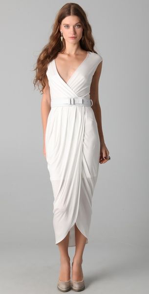 Doo. Ri Long V Neck Dress with Belt - Lyst
