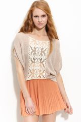 Free People Lace & Metallic Knit Crop Sweater