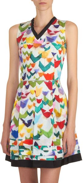 Jil Sander Navy Origami Print Dress in Multicolor (multi) | Lyst