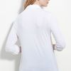 Pleione Split Neck Roll Sleeve Mixed Media Top in White - Lyst