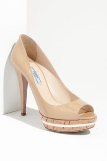 Prada Open Toe Platform Pump - Lyst