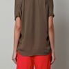 Vince Washed Silk Blouse in Brown (taupe) - Lyst