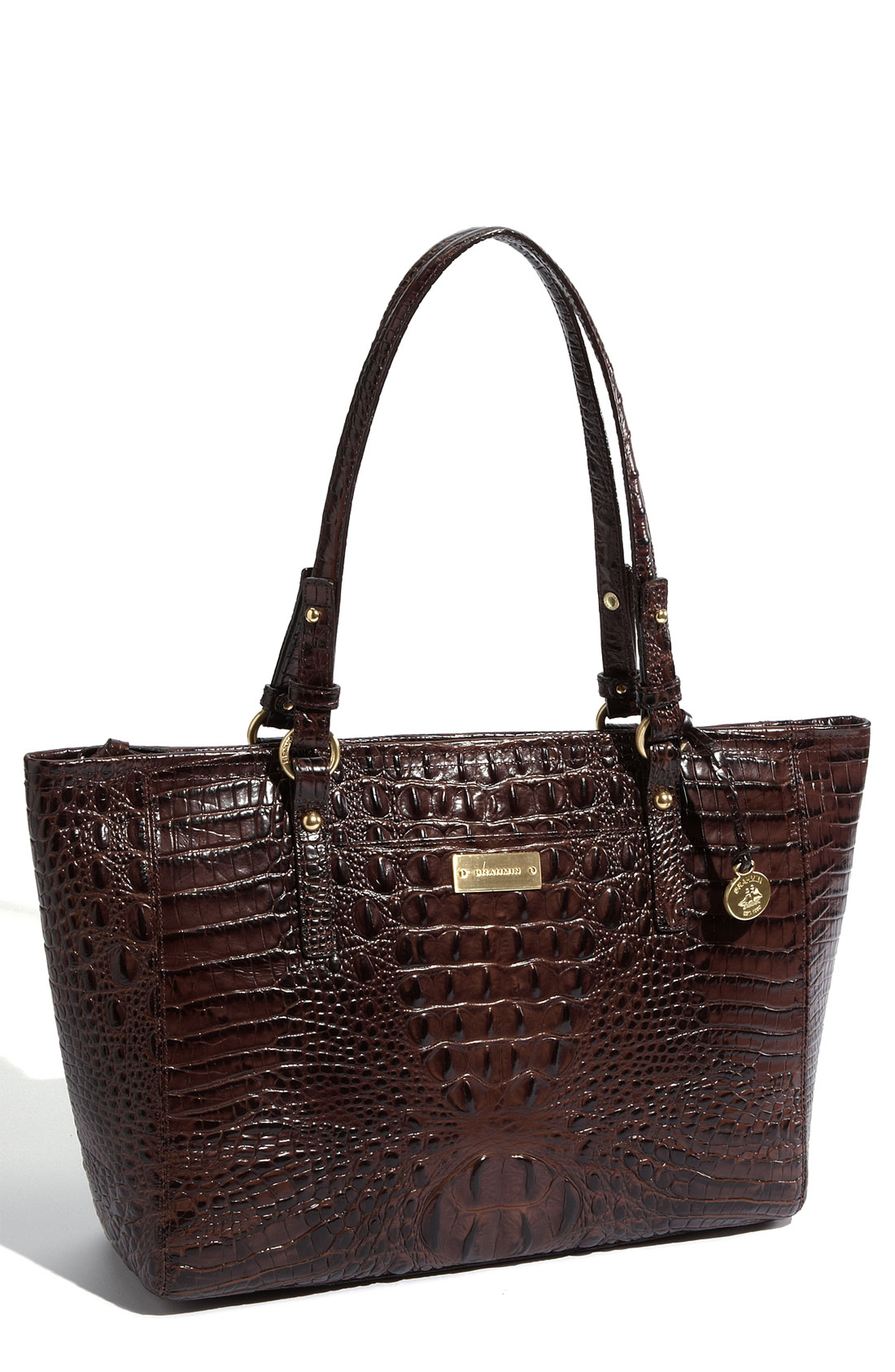 Brahmin Melbourne Medium Arno Croc Embossed Tote in Brown (truffle