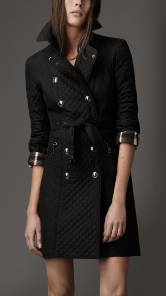 Burberry Quilted Taffeta Trench Coat in Black - Lyst