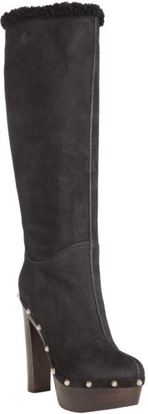  Black Suede Joplin Shearling Clog Boots 