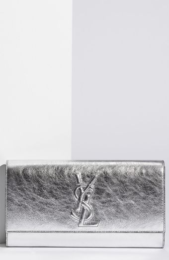 Yves Saint Laurent Belle De Jour Metallic Envelope Clutch - Lyst