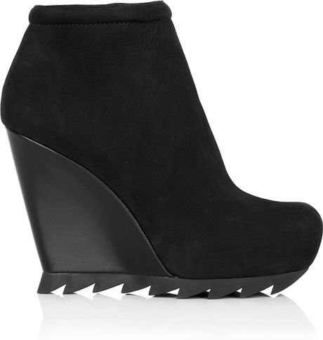Camilla Skovgaard Black Ankle Wedge Boot with Saw Sole in Black