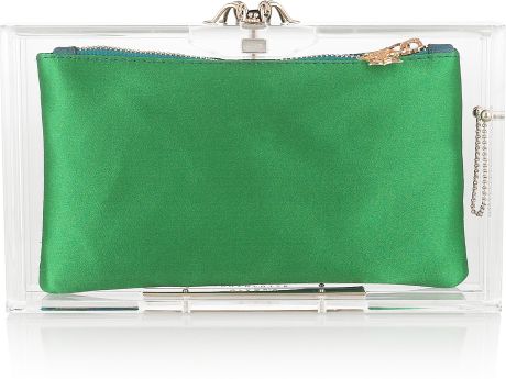 Charlotte Olympia Pandora Perspex Box Clutch in Green (red) - Lyst