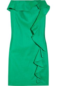 DKNY Ruffled Ramie-blend Dress - Lyst