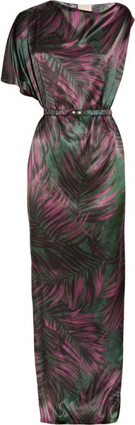 Lanvin Printed Silk-satin Asymmetric Gown - Lyst