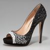 Oscar De La Renta Satin Sequin Pump in Black (black/ white) - Lyst