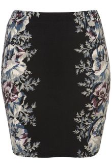 Topshop Giant Flower Print Bodycon Skirt - Lyst