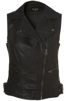 Topshop Sleeveless Pu Biker - Lyst
