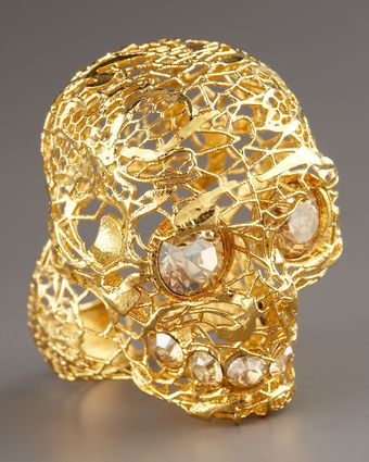 Alexander McQueen Filigree Skull Ring - Lyst