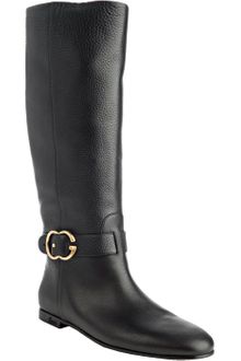 Gucci  Leather Buckle Ride Boots - Lyst