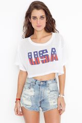 Nasty Gal Stars and Stripes Crop Tee