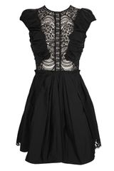 Nina Ricci Taffeta Dress with Lace Inserts