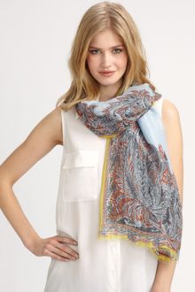 Etro Paisley Border Scarf - Lyst