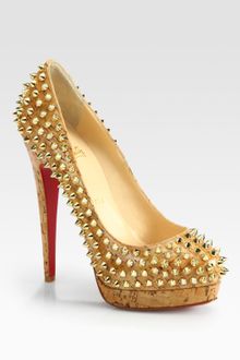 Christian Louboutin Studded Cork Platform Pumps - Lyst