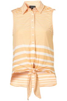 Topshop Stripe Knot Front Shirt - Lyst