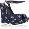 Yves Saint Laurent Riviera Starfishprint Canvas Wedge Sandals in Blue (white) - Lyst
