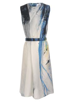 Aganovich Printed And Belted Silk Dress - Lyst