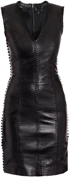 Alexander Mcqueen Leather Dress in Black - Lyst