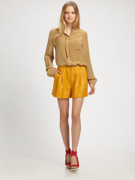 3.1 Phillip Lim Pleated Shorts in Yellow (marigold) - Lyst