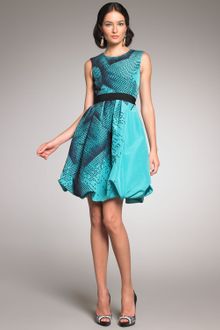 Oscar de la Renta Topstitched Silk Faille Dress - Lyst