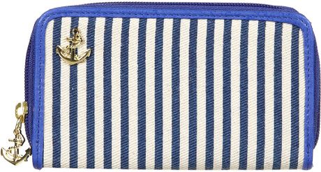 Topshop Stripe Canvas Zip Around Purse in Blue (navy blue) - Lyst