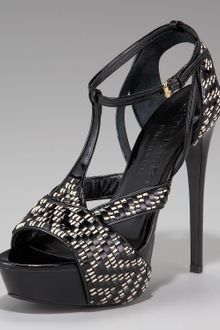 Burberry Raffia Platform Sandal, White - Lyst