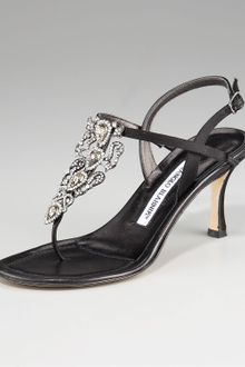 Manolo Blahnik Crystal-detail Thong Sandal - Lyst