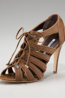 Manolo Blahnik Lace-up Cutout Sandal - Lyst