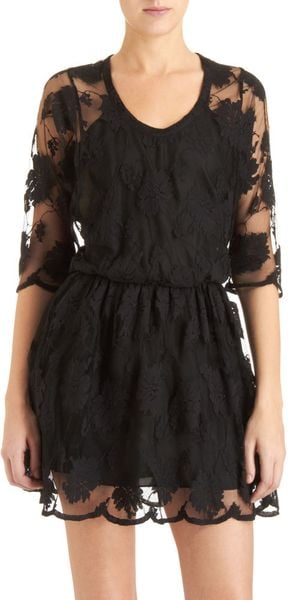 Mason by Michelle Mason Lace Dolman Dress - Lyst