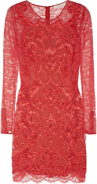 Matthew Williamson Rainbow Satin and Crochet-appliquéd Lace Dress - Lyst